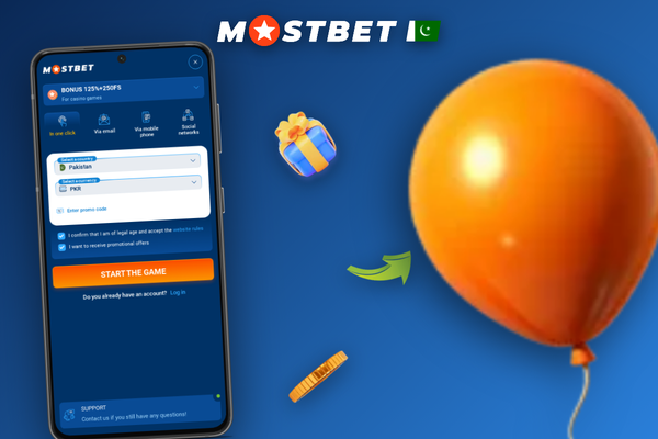 Mostbet casino registration form on smartphone with phone number field and JazzCash Easypaisa icons