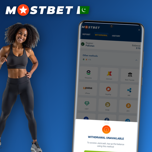 Mostbet minimum withdrawal guide showing PKR banknotes flowing from a mobile wallet