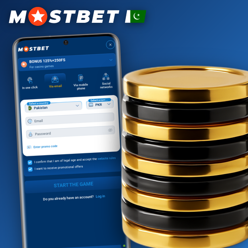 Mostbet register sign-up form on a smartphone with PKR currency in Pakistan